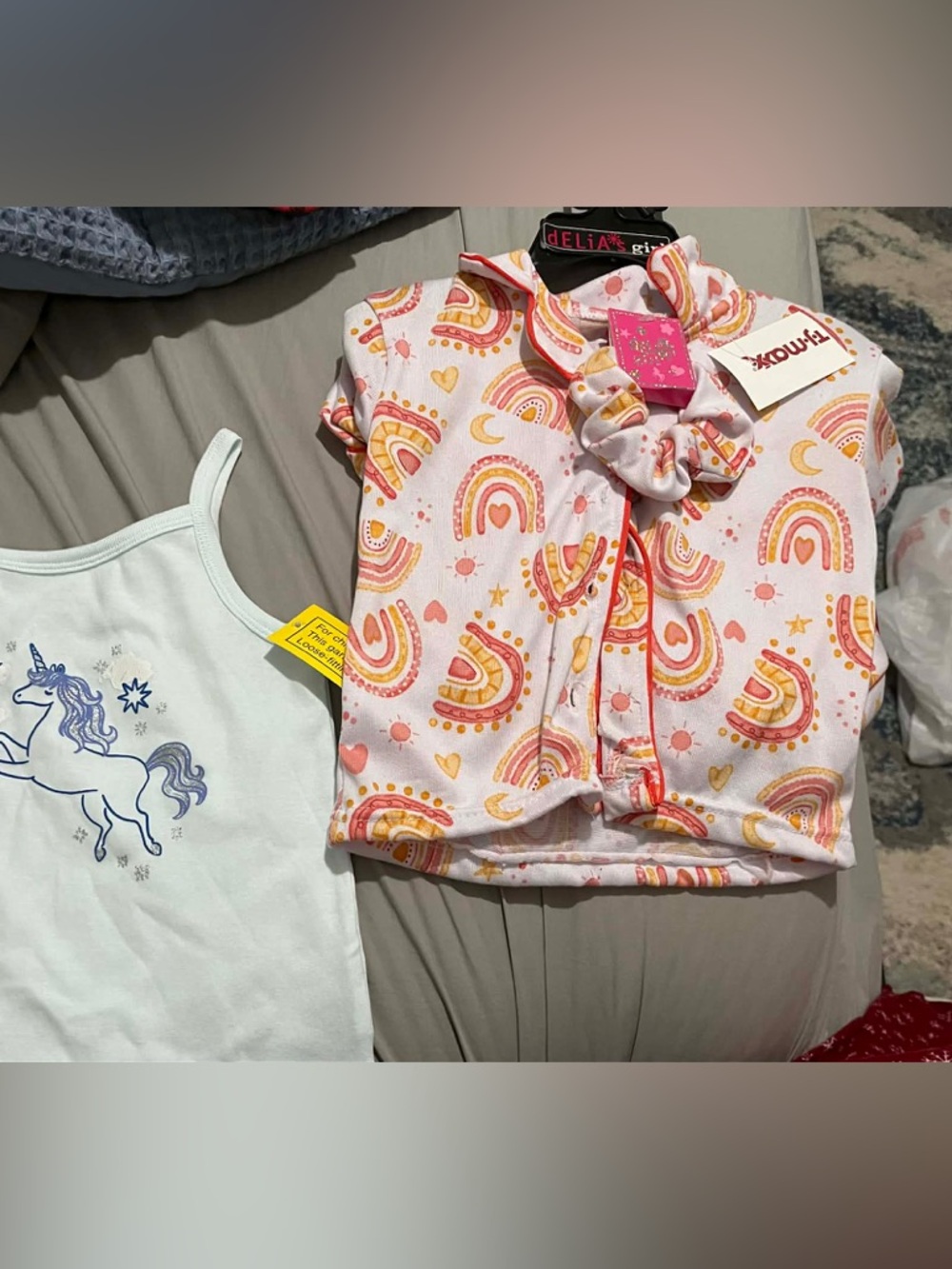 NWT Pink Rainbow Print Delia’s Kids Pajama Set